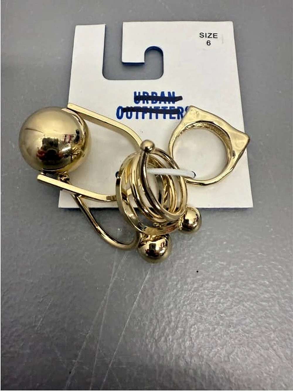 Gold-Tone Statement Ring Set Size NWT